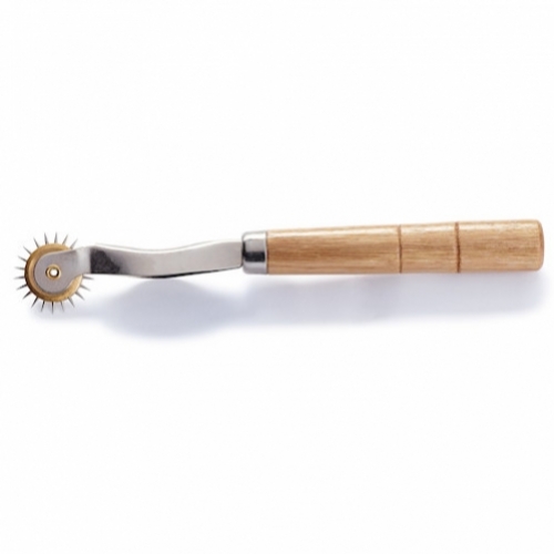 rotella marcatrice con manico in legno e punte in acciaio